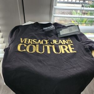 Versace Jeans Couture Black Shirt with Gold Lettering